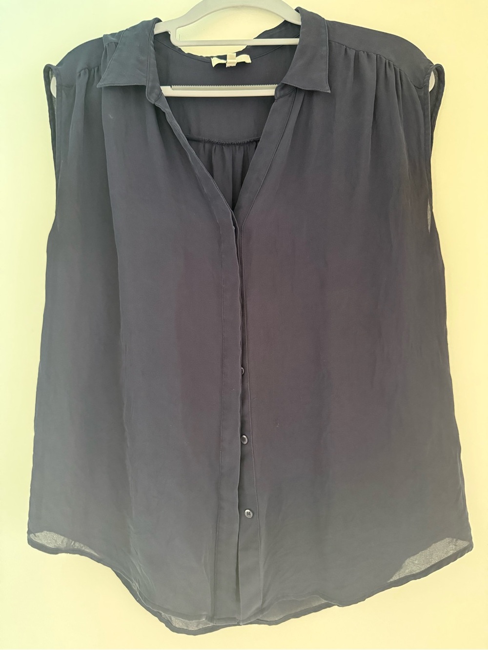 Joie Silk Navy Button Down Blouse M